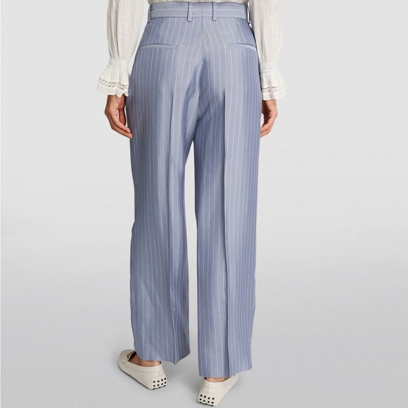 Sandro Blue & White Striped Straight Leg Trousers - Picture 2 of 3